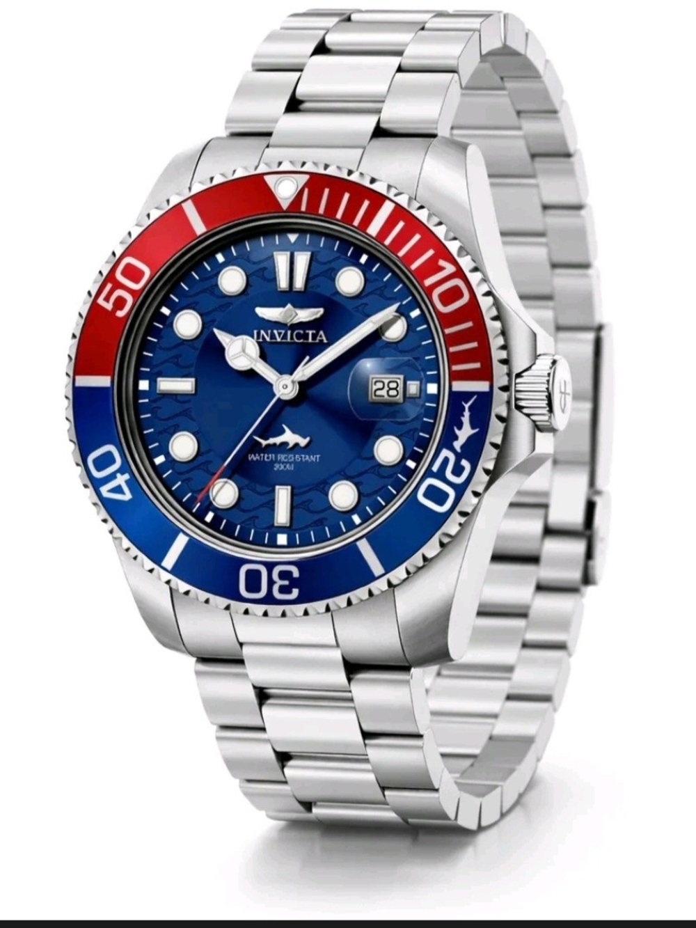 Invicta blue dial watch with red & blue bezel